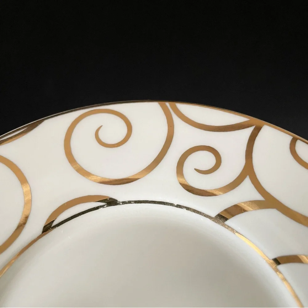 SET of 4 Gold Swirl Cups & Saucers by Pier 1